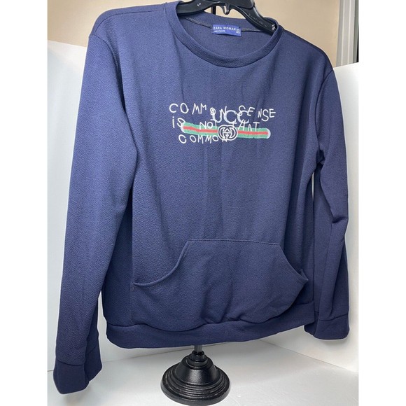Common sense is not that common, ZARA, Woman, Med., Navy, Pullover, Long-sleeves - Picture 3 of 14